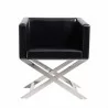 Manhattan Comfort Hollywood Black and Polished Chrome Faux Leather Lounge Accent Chair Front - Manhattan Comfort Hollywood Black and Polished Chrome Faux Leather Lounge Accent Chair Front