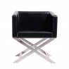 Manhattan Comfort Hollywood Black and Polished Chrome Faux Leather Lounge Accent Chair Front
