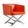 Manhattan Comfort Hollywood Orange and Polished Chrome Faux Leather Lounge Accent Chair - Manhattan Comfort Hollywood Orange and Polished Chrome Faux Leather Lounge Accent Chair