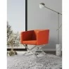 Manhattan Comfort Hollywood Orange and Polished Chrome Faux Leather Lounge Accent Chair - Manhattan Comfort Hollywood Orange and Polished Chrome Faux Leather Lounge Accent Chair
