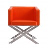 Manhattan Comfort Hollywood Orange and Polished Chrome Faux Leather Lounge Accent Chair Front