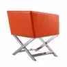 Manhattan Comfort Hollywood Orange and Polished Chrome Faux Leather Lounge Accent Chair - Manhattan Comfort Hollywood Orange and Polished Chrome Faux Leather Lounge Accent Chair