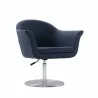 Manhattan Comfort Voyager Smokey Blue and Brushed Metal Woven Swivel Adjustable Accent Chair - Manhattan Comfort Voyager Smokey Blue and Brushed Metal Woven Swivel Adjustable Accent Chair