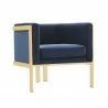 Manhattan Comfort Paramount Royal Blue and Polished Brass Velvet Accent Armchair Side Angle - Manhattan Comfort Paramount Royal Blue and Polished Brass Velvet Accent Armchair Side Angle