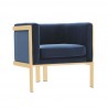 Manhattan Comfort Paramount Royal Blue and Polished Brass Velvet Accent Armchair Side Angle