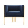 Manhattan Comfort Paramount Royal Blue and Polished Brass Velvet Accent Armchair Front