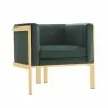 Manhattan Comfort Paramount Forest Green and Polished Brass Velvet Accent Armchair Front Angle - Manhattan Comfort Paramount Forest Green and Polished Brass Velvet Accent Armchair Front Angle