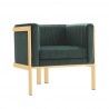 Manhattan Comfort Paramount Forest Green and Polished Brass Velvet Accent Armchair Front Angle