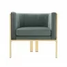 Manhattan Comfort Paramount Warm Grey and Polished Brass Velvet Accent Armchair Front - Manhattan Comfort Paramount Warm Grey and Polished Brass Velvet Accent Armchair Front