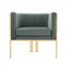 Manhattan Comfort Paramount Warm Grey and Polished Brass Velvet Accent Armchair Front