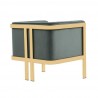 Manhattan Comfort Paramount Warm Grey and Polished Brass Velvet Accent Armchair Back Angle