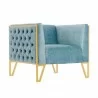 Manhattan Comfort Vector Ocean Blue and Gold Velvet Accent Chair - Manhattan Comfort Vector Ocean Blue and Gold Velvet Accent Chair