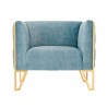 Manhattan Comfort Vector Ocean Blue and Gold Velvet Accent Chair Front