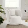 Manhattan Comfort Contemporary Siri Linen Weave Accent Chair with Pillows In Cream - Manhattan Comfort Contemporary Siri Linen Weave Accent Chair with Pillows In Cream