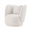 Manhattan Comfort Contemporary Siri Linen Weave Accent Chair with Pillows In Cream Front Angle