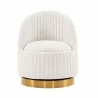 Manhattan Comfort Modern Leela Swivel Chenille Accent Chair In Cream Front - Manhattan Comfort Modern Leela Swivel Chenille Accent Chair In Cream Front