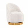 Manhattan Comfort Modern Leela Swivel Chenille Accent Chair In Cream Side
