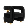 Manhattan Comfort Modern Amirah Velvet Accent Chair In Black Side Angle