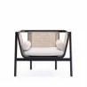 Manhattan Comfort Versailles Accent Chair in Black, Natural Cane and Cream Front - Manhattan Comfort Versailles Accent Chair in Black, Natural Cane and Cream Front