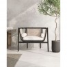 Manhattan Comfort Versailles Accent Chair in Black, Natural Cane and Cream