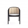 Manhattan Comfort Versailles Armchair in Black and Natural Cane Front