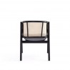 Manhattan Comfort Versailles Armchair in Black and Natural Cane Back