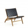 Manhattan Comfort Maintenon Leatherette Accent Chair in Black with Nature Feet 