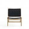Manhattan Comfort Maintenon Leatherette Accent Chair in Black with Nature Feet Front