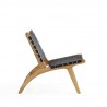 Manhattan Comfort Maintenon Leatherette Accent Chair in Black with Nature Feet Side