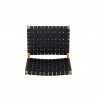Manhattan Comfort Maintenon Leatherette Accent Chair in Black with Nature Feet Top