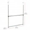 Oceanstar 2-Tier Portable Adjustable Closet Hanger Rod - Chrome - Angled - With Dimensions