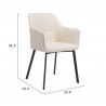 Zuo Modern Adage Dining Chair in Beige- Seat Dimension