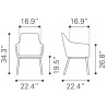 Zuo Modern Adage Dining Chair in Gray - Seat Dimension