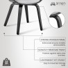 Armen Living Adalyn Gray Faux Leather and Black Wood Dining Room Accent Chair Details