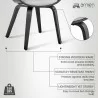 Armen Living Adalyn Gray Faux Leather and Black Wood Dining Room Accent Chair Details - Armen Living Adalyn Gray Faux Leather and Black Wood Dining Room Accent Chair Details