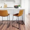 Aeon Petra Counter Stool Light Brown with Black Frame - Set of 2 - Aeon Petra Counter Stool Light Brown with Black Frame - Set of 2