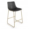 Aeon Petra Counter Stool Black with Gold Frame - Set of 2 - Aeon Petra Counter Stool Black with Gold Frame - Set of 2