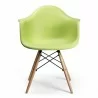 Aeon Dijon Arm Chair with Wood Legs Green with Natural Wood Legs- Set of 2 - Aeon Dijon Arm Chair with Wood Legs Green with Natural Wood Legs- Set of 2