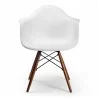 Aeon Dijon Arm Chair with Wood Legs White with Walnut Wood Legs- Set of 2 - Aeon Dijon Arm Chair with Wood Legs White with Walnut Wood Legs- Set of 2