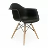 Aeon Dijon Arm Chair with Wood Legs Black with Natural Wood Legs- Set of 2 - Aeon Dijon Arm Chair with Wood Legs Black with Natural Wood Legs- Set of 2