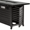 AZ Patio Heaters Outdoor Rectangle Fire Pit in Black Mocha with Wind Screen - Side Closeup Opened Angle - AZ Patio Heaters Outdoor Rectangle Fire Pit in Black Mocha with Wind Screen - Side Closeup Opened Angle