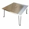 AZ Patio Heaters Heat Warden Fire Pit Heat Deflector in Stainless Steel - Front Side Angle - AZ Patio Heaters Heat Warden Fire Pit Heat Deflector in Stainless Steel - Front Side Angle