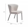 Aimee Dining Chair in Beige- seat dimension - Aimee Dining Chair in Beige- seat dimension