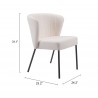 Aimee Dining Chair in Cream- seat dimension