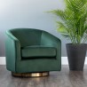 Sunpan Hazel Swivel Lounge Chair in Gold - Deep Green Sky - Lifestyle