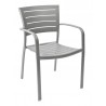 Aluminum Arm Chair W/ Groove Cut Out - Warm Gray