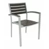 Aluminum Arm Chair W/ Groove Cut Out - Silver Gray Faux Teak - Aluminum Arm Chair W/ Groove Cut Out - Silver Gray Faux Teak