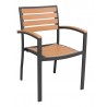 Aluminum Arm Chair W/ Groove Cut Out - Black and Walnut
