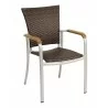 Aluminum Arm Chair W/ Real Teak Arms - AL-5605 - Silver - Aluminum Arm Chair W/ Real Teak Arms - AL-5605 - Silver