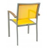 Aluminum Arm Chair W/ Textile Back and Seat - Silver and Mango Black